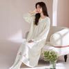 Сладкая принцесса стиль леди весна и осень с длинным рукавом ночная сорочка пижама чистый хлопок марля можно носить на улице домашняя одежда