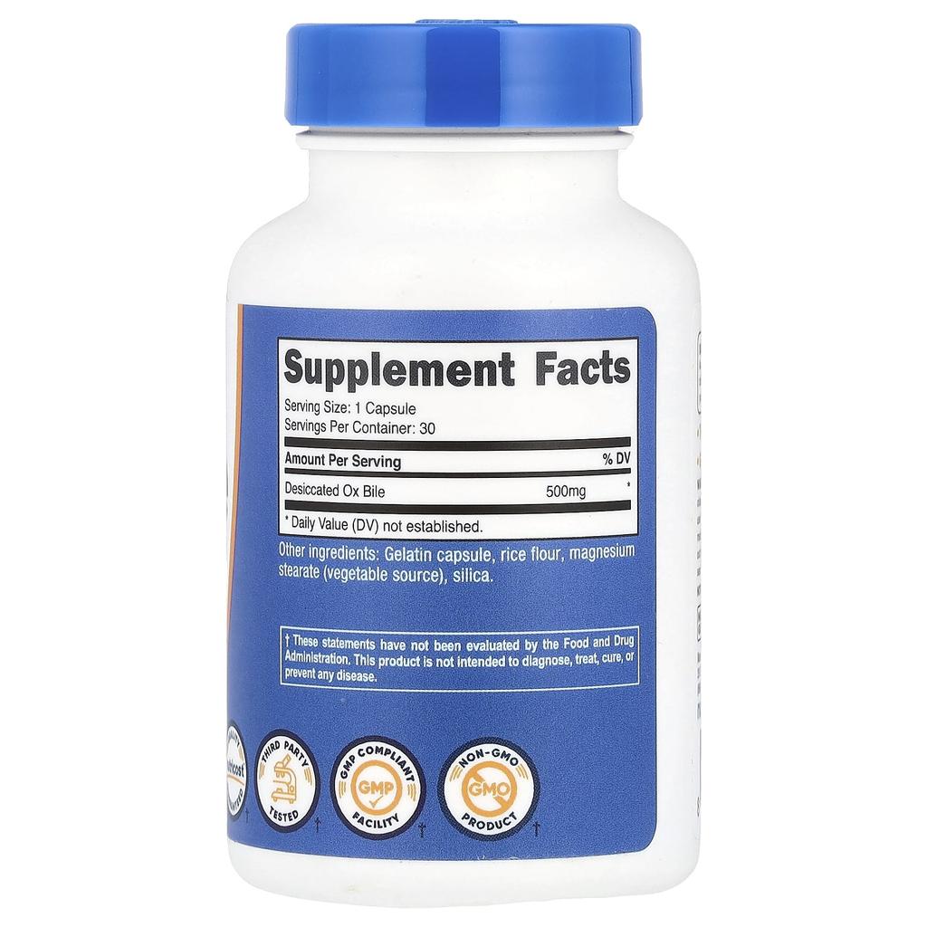 Beef Bile, 500Mg, 30 Capsules