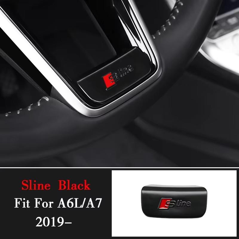 For Audi RS3 3D Aluminum Alloy S Sline Logo Emblem Car Steering Wheel Sticker Interior Decals Accessories For Audi A3 A4 A5 A6 A7 Q5 Q7 Q2 Q3