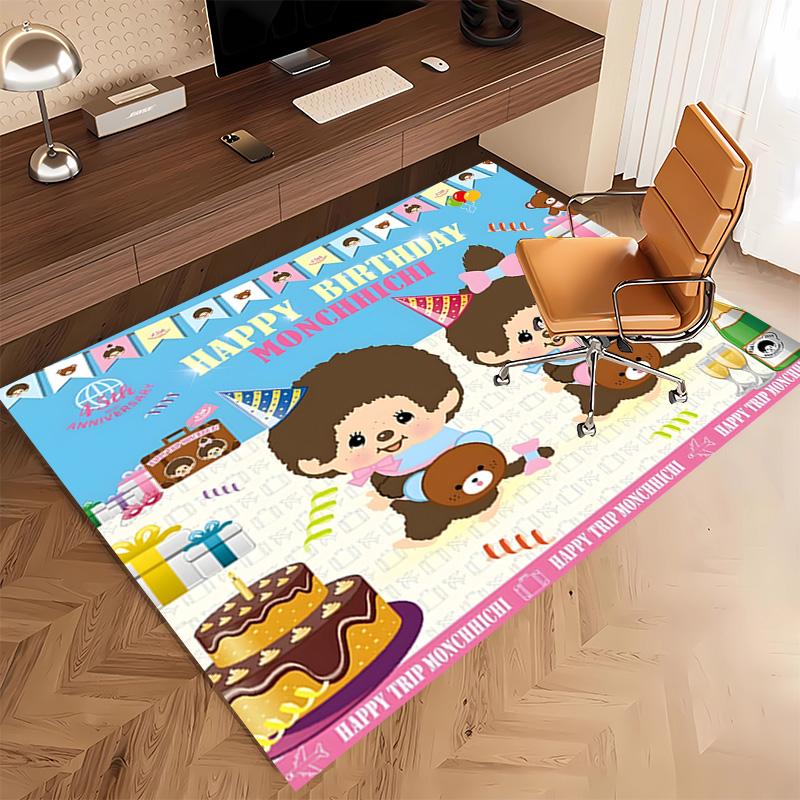 1pc Monchhichi1 Print Area Rug - Soft, Washable Non-Slip Indoor Mat, Living Room, Home Office Decorative Rug,Office Decorative