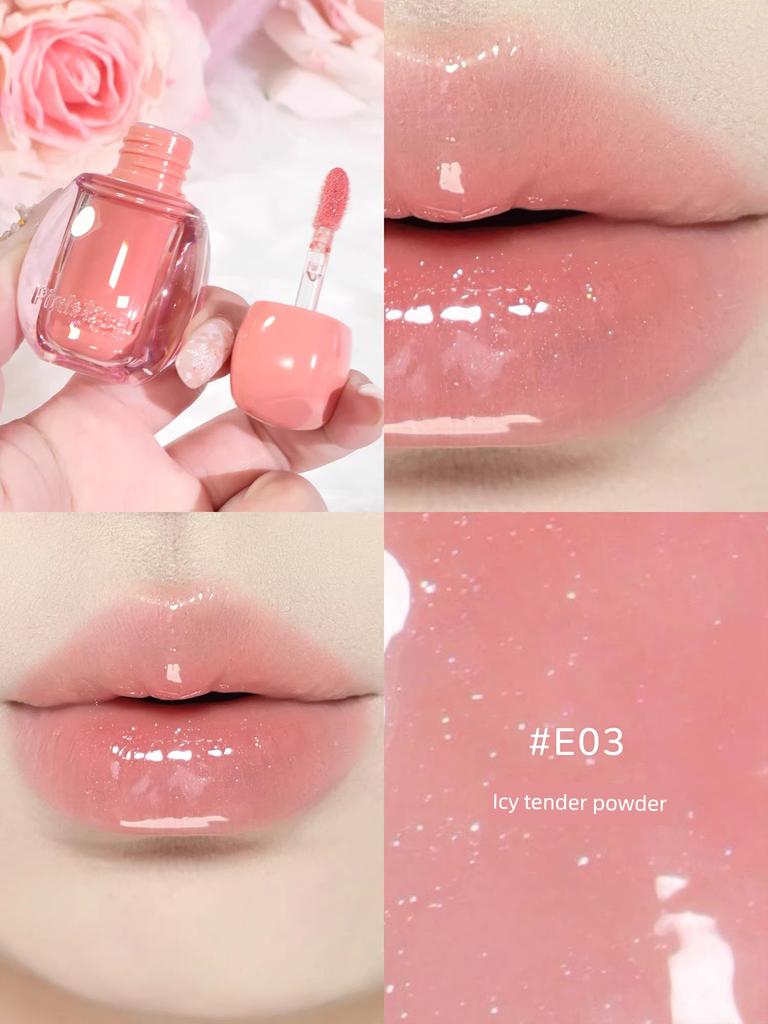 Dudu Translucent Little Light Bulb 2.0! Pinkbear Essence Lip Gloss Mirror Water Gloss Lip Glaze for Plump Lips