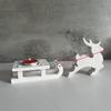 Elk Sled Candle Holder Silicone Mold Xmas Candlestick Plaster Mold Box Plug-In Concrete Mould Christmas Decoration