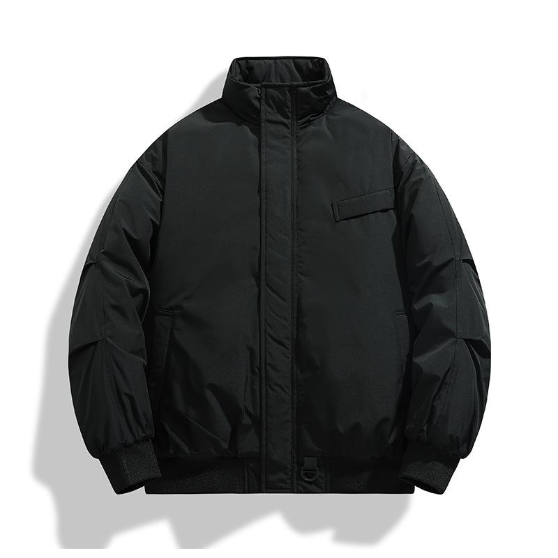 Однотонная простая хлопковая куртка со стойкой воротником для мужчин, куртка нового стиля, топ, свободная хлопковая куртка, утолщенная