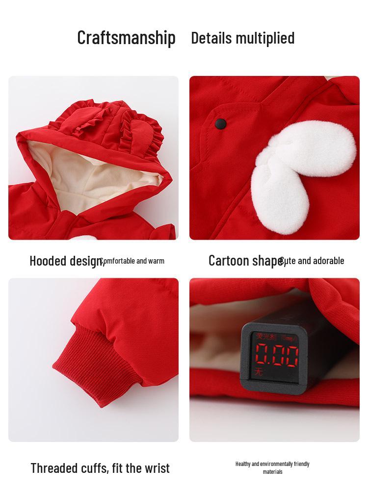 DUUDUU 2025 New Red Thickened Infant Girls' Winter Cotton Jacket Outerwear