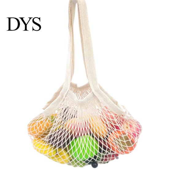 Cotton Mesh Handbag Bag Reusable Grocery Tote with Long Handles Washable Eco-Friendly Shopping Lightweight Foldable Net for Fruits And Vegetables