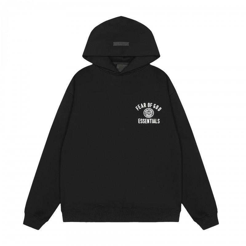 FOG ESSENTIALS Mens Hooded Sweatshirt Fleece Lined Letter Print Streetwear Casual Winter Top