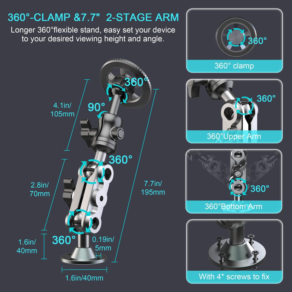 X038 Car Truck Boat Dashboard Heavy Duty Metal Magnetic Phone Holder 360 Degree Adjustable Bracket
