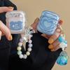 Прозрачный волнистый мягкий чехол IMD для Apple Airpods Pro 1 2 3 Box Blue Heart Smiley, чехол для наушников, милый браслет с подвеской в ​​виде медведя, браслет-конфетка
