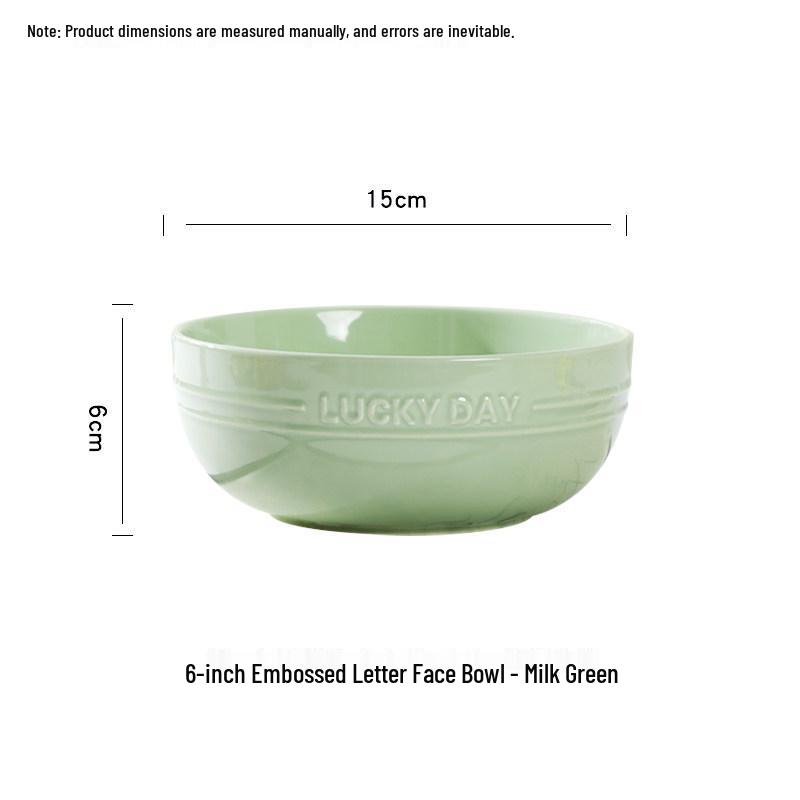 Creative Matcha Green Embossed Ceramic Dishware Set: Includes Plates, Rice Bowls, and Large Soup Bowl
