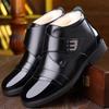 Men's Genuine Leather Velcro Winter Shoes with Plush Wool for Middle-Aged & Elderly