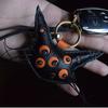 Handmade Leather Black Cat KeyChain Bag Charm