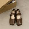 Retro Square Head Shallow Mouth Single Shoes Female Spring and Fall Temperament Fairy Soft Flat Bottom Mary Jane Shoes