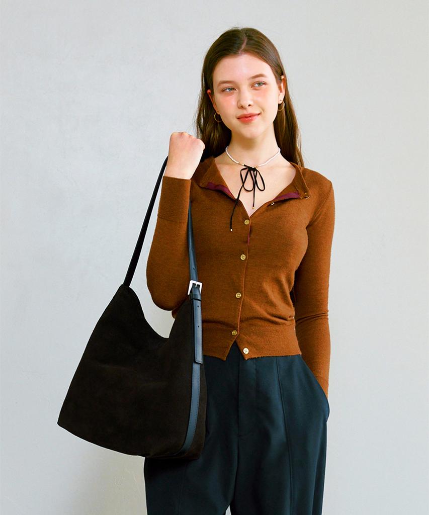 Clave Lily Suede Dark Brown Tote Bag