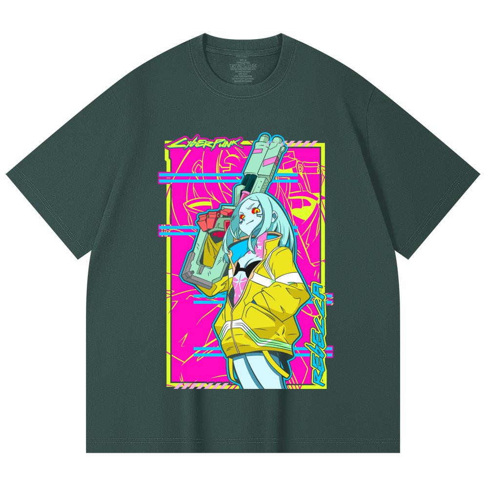 230 Gsm 100% Cotton Cyberpunk Edgerunners V6 Rebecca Print Unisex Heavy Cotton T Shirt