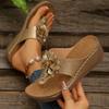 E New Large-size Women's Shoes Spring and Summer Slope Heels Open-toed Slippers Women's Sandals