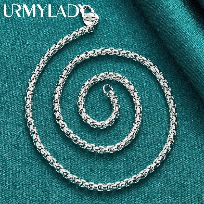 URMYLADY из стерлингового серебра 925 пробы, мужская цепочка из змеиной кости 4 мм, 18-24 дюймов, ожерелье для женщин, свадебная вечеринка, модные очаровательные ювелирные изделия