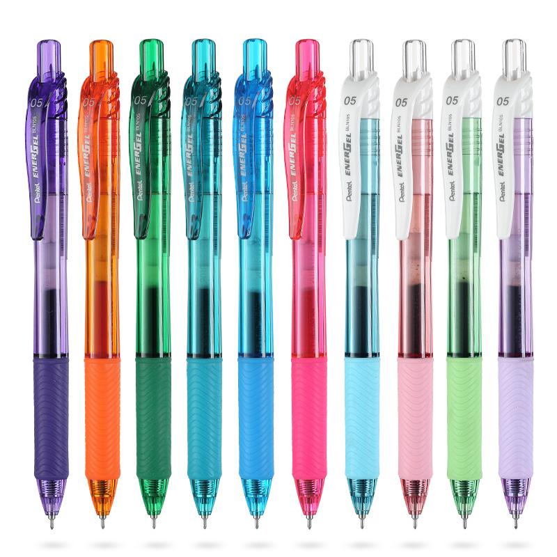 Ручка-гелевая Pentel EnerGel Жидкий цвет BLN105 Быстросохнущая Ручка Нажимной роллер 0.5мм Металлический игольчатый наконечник Ручка Офисные Школьные принадлежности