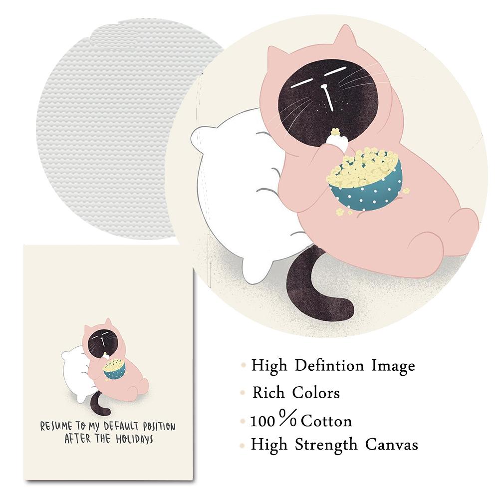 Забавный милый черный кот, постер с едой, скандинавское настенное искусство, холст, живопись, принты, мультяшные фотографии животных для гостиной, домашний декор