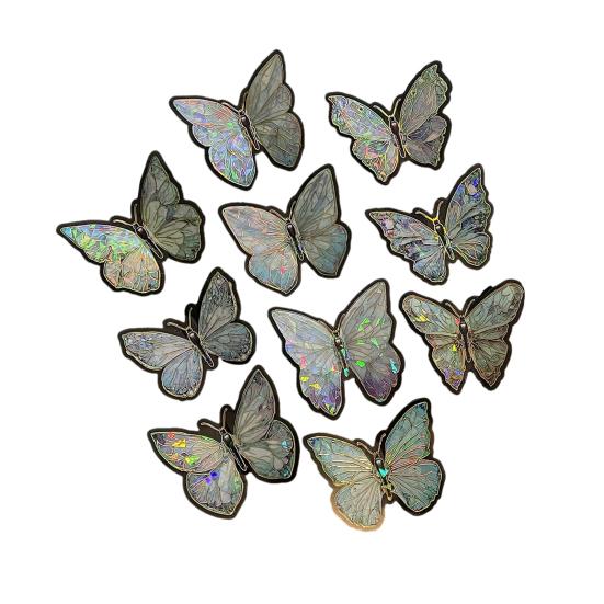 10 шт. Голографические наклейки-бабочки Водонепроницаемые ПЭТ-наклейки для ноутбуков, бутылок для воды, чехлов для телефонов, DIY-поделок, скрапбуков, журналов, винтажный богемный декор