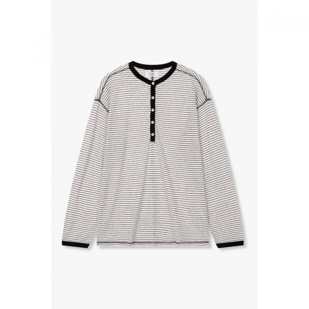 STudio Tomboy Henley Neck STripe Long Sleeve T shirT 9106222221