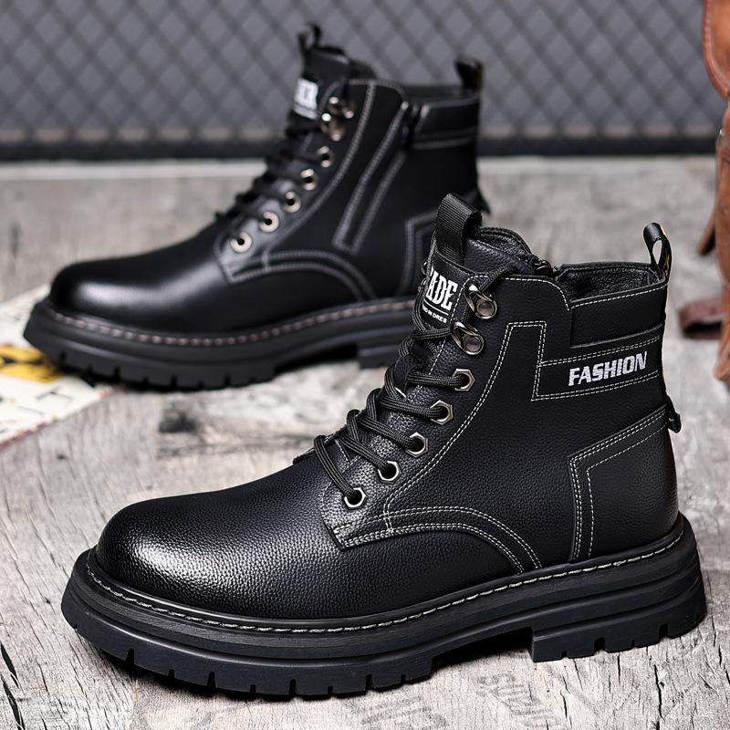 Мужские зимние ботинки, новые зимние бархатные теплые ботинки, модные мужские ботинки, шерстяные высокие ботинки для отдыха на открытом воздухе, повседневная мужская обувь из хлопка