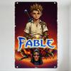 FABLE Винтажная металлическая жестяная табличка Мультяшный игровой плакат Искусство с персонажем с колючими волосами и огненным когтем Фон Декор для дома для мужской комнаты B