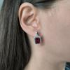 Серебряные серьги с искусственным гранатом nano, фианитами (60002310)
