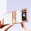 RENGZ Diamond Plating Leather Hinge Protection Case For Samsung Galaxy Z Flip 6 5 4 3 Folding Ring Holder Cover for Flip5 Flip4