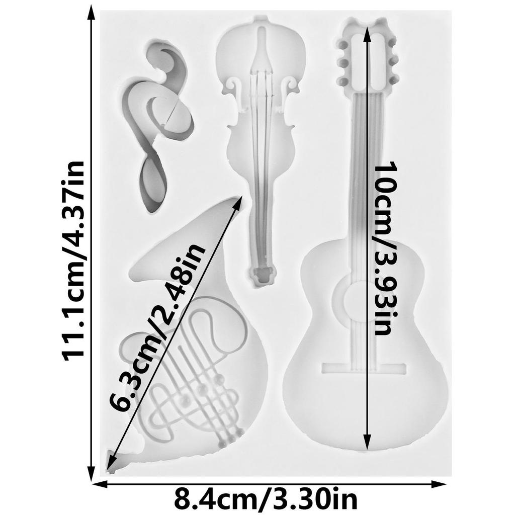 Силиконовая форма Музыкальная тема Музыкальные ноты Пианино Гитара Скрипка Формы для мастики Инструменты для украшения торта Топпер для кекса Шоколадная глина Форма для ганаша