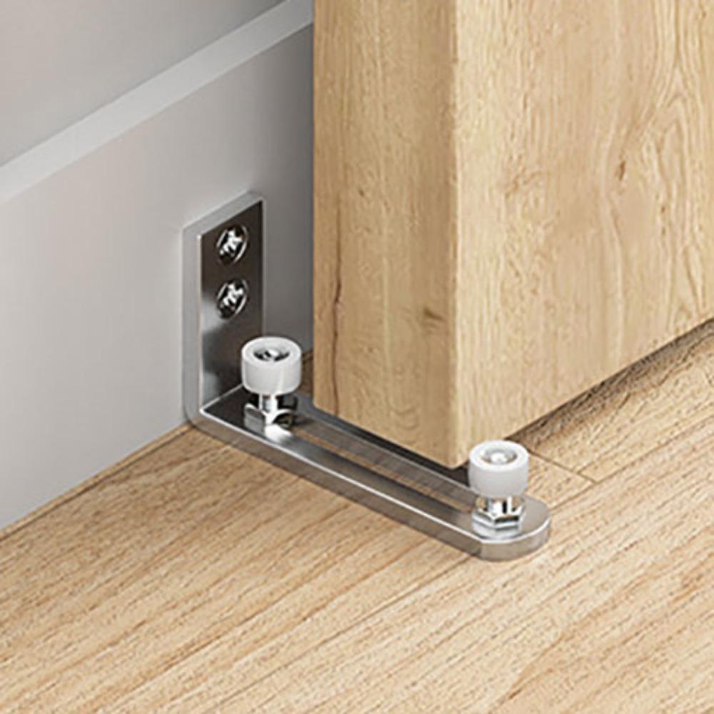 Wall-mounted Barn Door Swing Stop Double Wheel Bottom Guide Smooth Barn Door Floor Guide  Residence