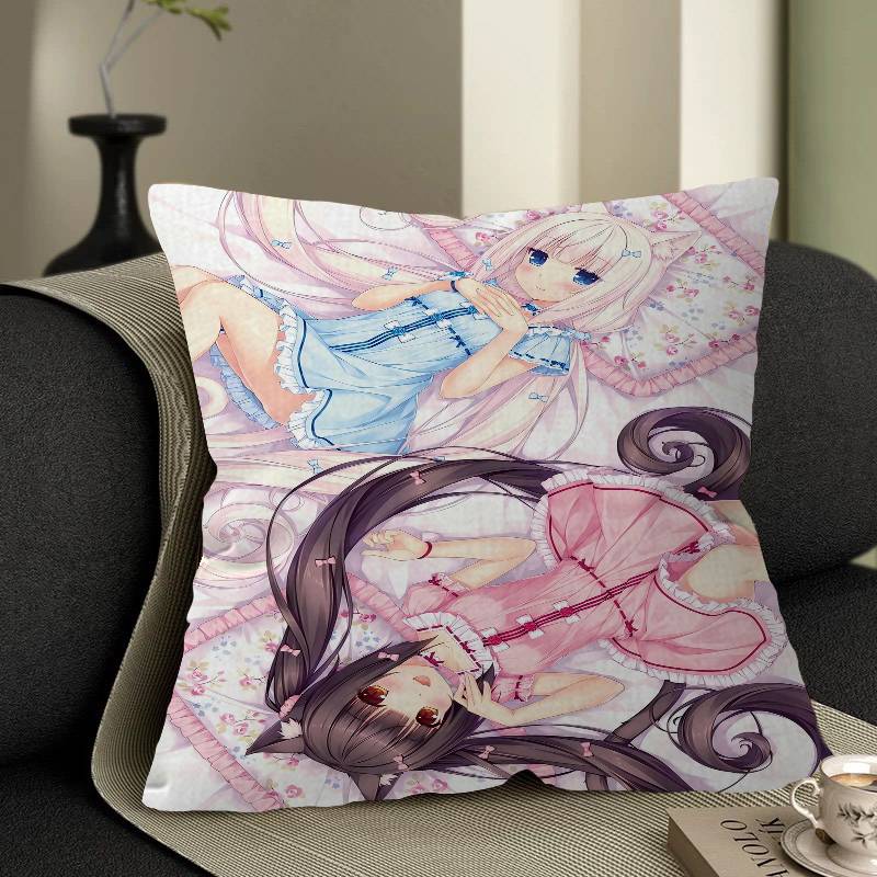 Подушка с аниме Nekopara Подушка для дивана Подушка для изголовья кровати Наволочка Чехол для подушки 45x45 см Модная