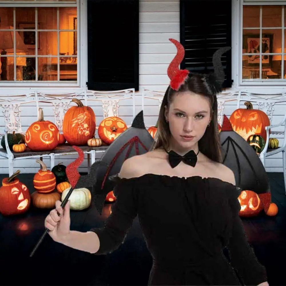 Devil Halloween Costume Cosplay Props Cosplay Halloween Wand Fashion Demon Horn Hair Band  Adults