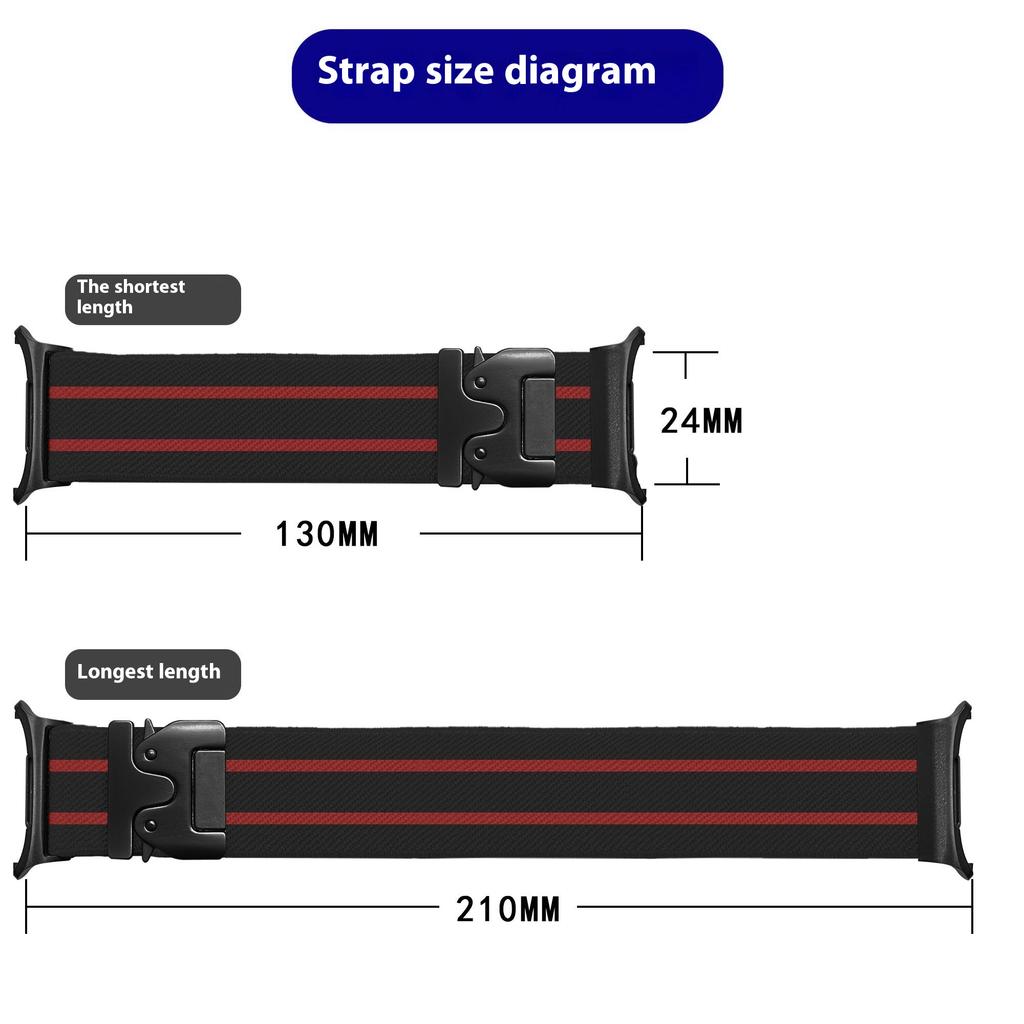 For Samsung Galaxy Watch Ultra 47mm Watch Band Stripe Design Parachute Buckle Nylon Strap