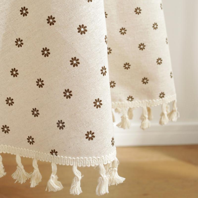 Round Cotton Linen Peony Printed Table Cloth With Tassel Floral Circular Table Cover for Wedding Party Dinning Table Decor