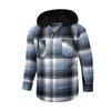 New Hooded Men's Plaid Shirts Long Sleeved Casual Flannel Loose Coat Fashion Street Style Men's Sports Shirt Jacket Male Clothes