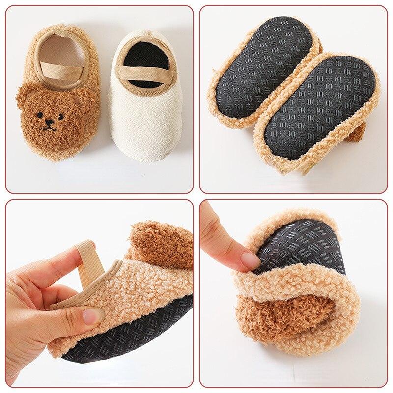 Cartoon Bear Socks Shoes for Newborn Infant Toddler Baby Autumn Winter Thick Warm Floor Socks Plush Indoor Sox