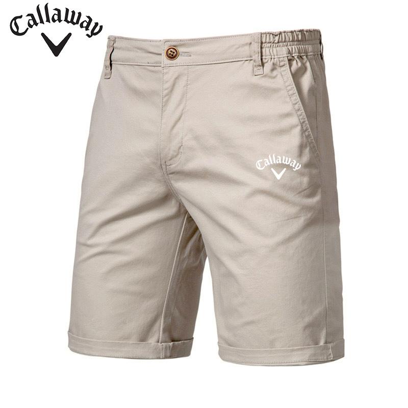 Вышитые летние хлопковые однотонные шорты Callaway для мужчин, высококачественные повседневные деловые пляжные шорты с эластичной резинкой на талии