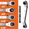 HVAC Service Wrench Refrigeration Service Wrench Set 3/8” To 1/4” 5/16'' 4 Ratcheting Service Wrench