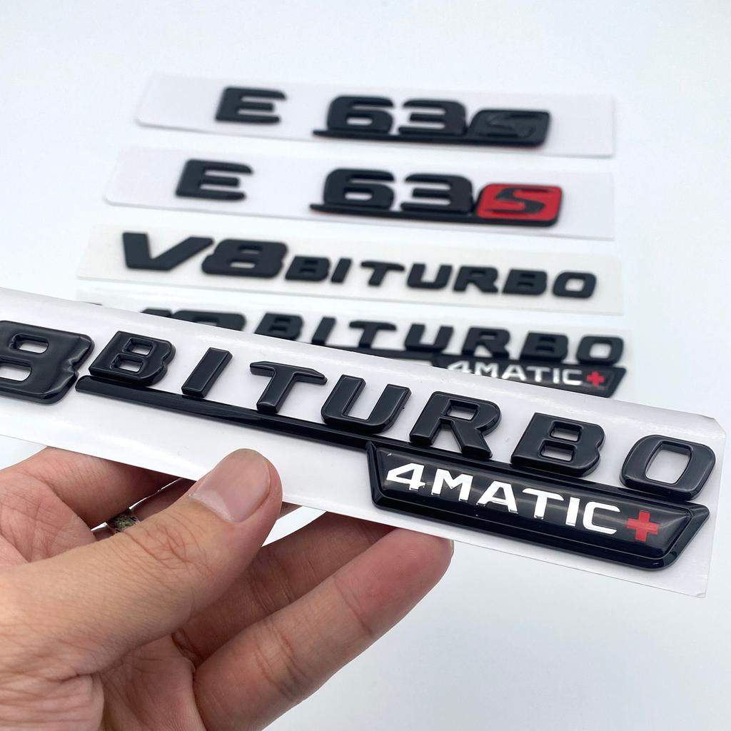 3D Glossy Black Letters E43 E53 E63 E63S V8 Biturbo 4matic ABS Emblem for Mercedes Benz AMG Car Fender Trunk W212 W213 Sticker