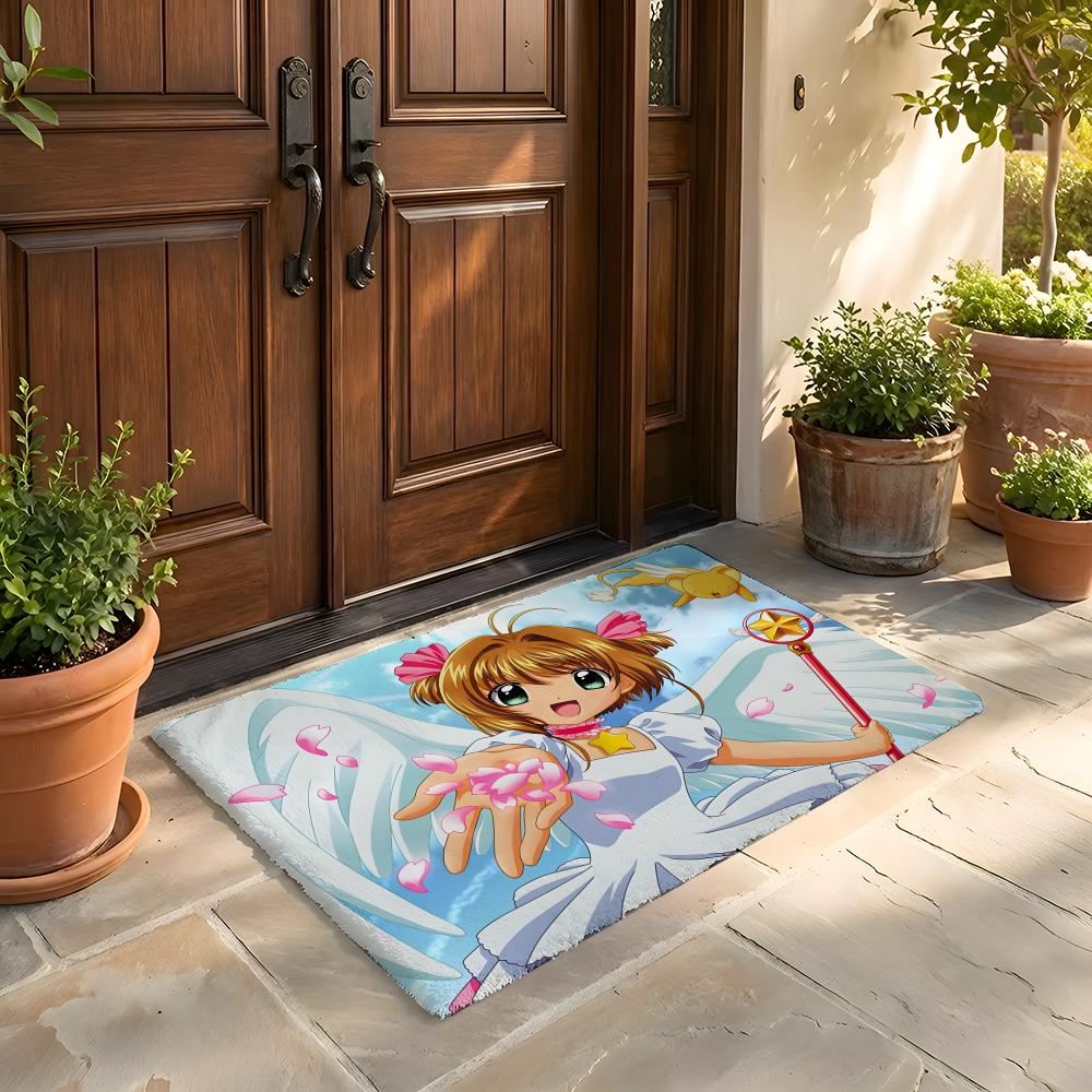 Floor Mat Soft Flannel Rug Non Slip Absorbent Mat for Bathroom Bedroom Home Decor C Cardcaptor S Sakura Cartoon