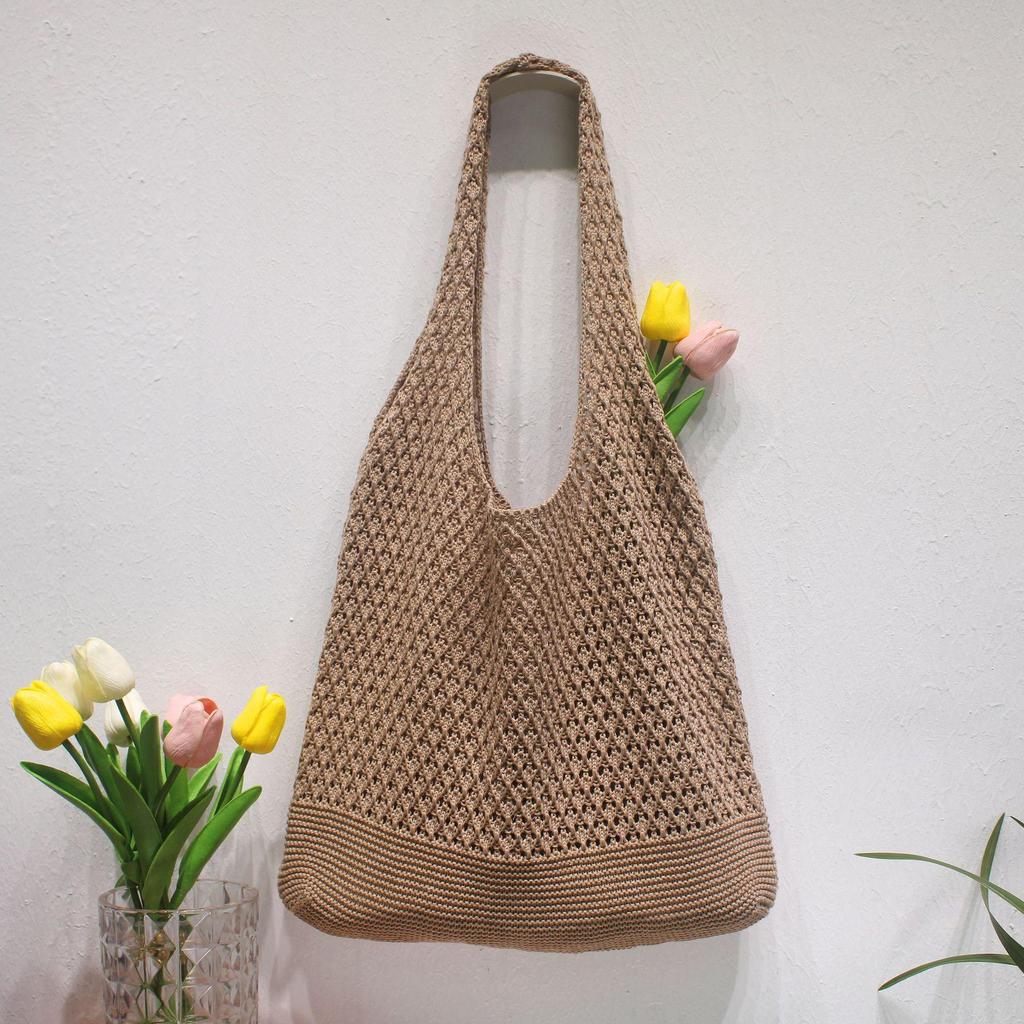 Легкие и эстетичные женские летние вязаные крючком сумки-тоут — идеально подходят для пляжа, шопинга и вечеринок