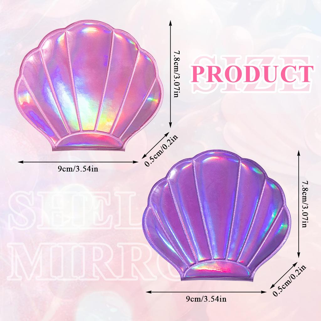 Rainbow Color Mini Mirrors Mermaid Shell- shape travel Portable Double Sided Makeup Mirror For Girls Women Beauty tools