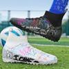 Plus Size Football Boots Man's High Ankle Outdoor Lawn Sneakers Cleats Long Spikes Teenager Soccer Shoes for Kids