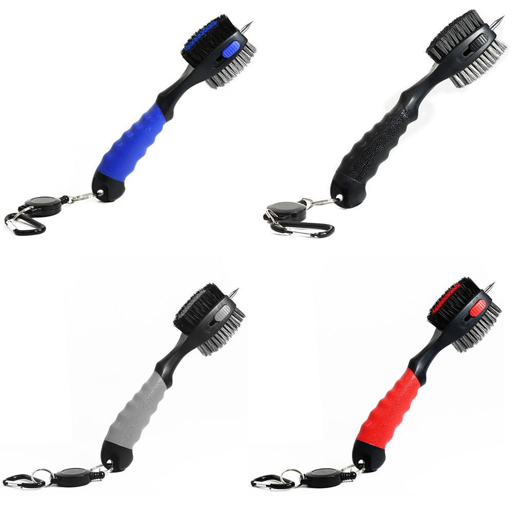 Щетка для гольфа, очиститель для гольф-клюшек, двухсторонняя выдвижная щетка для гольфа из стальной проволоки с выдвижным шипом и защитным чехлом