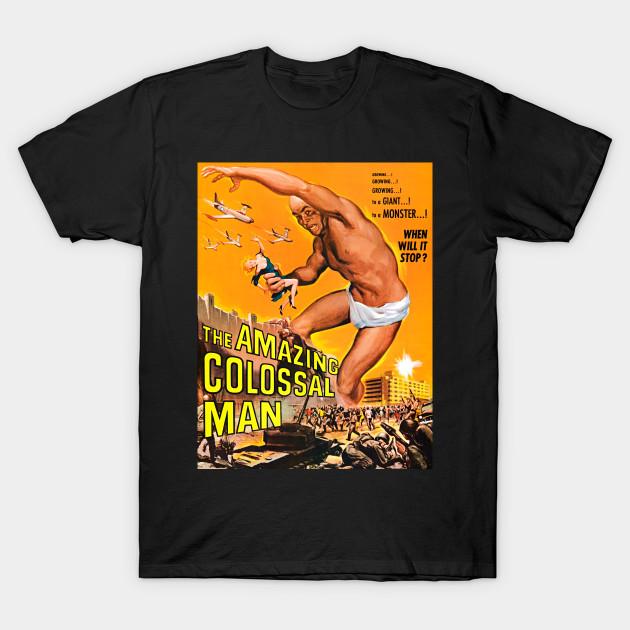 Asian Size Men Print T-shirt Amazing Colossal Man (1957) No-Cut Heat Transfer Print Cotton Tshirt