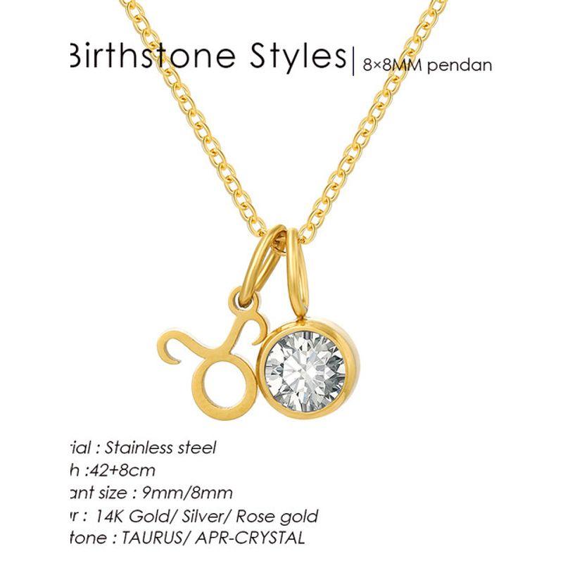 Steel Necklace Female Clavicle Chain Fashion Ins Twelve Constellation with Diamond Light Luxury Minority Birthday Stainless Steel Snake Bones Chain