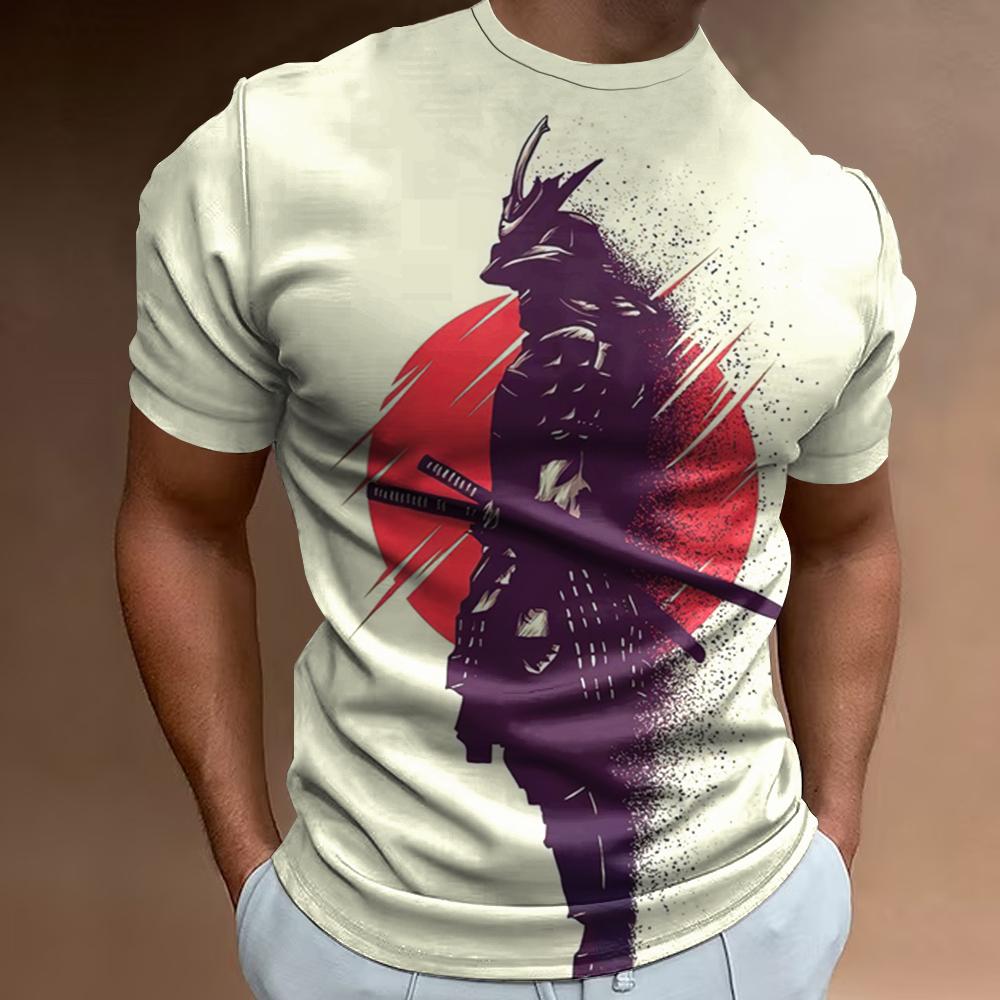 Новая мужская футболка с принтом 3d японского самурая, повседневная мужская одежда в стиле ретро, свободная футболка большого размера с короткими рукавами для мужчин, летние топы 2024 года