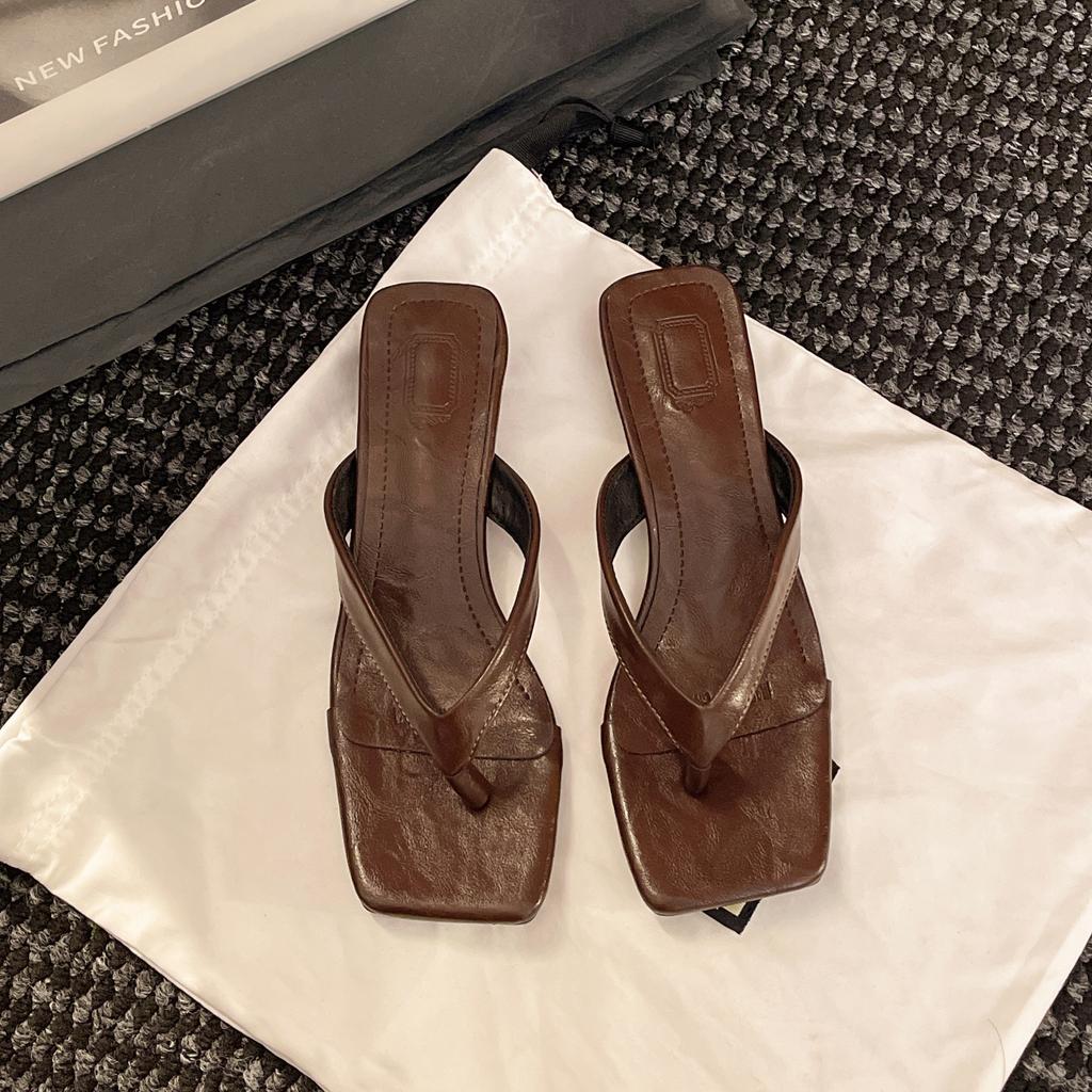 Fashion Summer Women Clip Toe Slippers Comfort Low Heel Slides Shoes Ladies Casual Dress Street Style Sandalis Flip-Flops Slippers