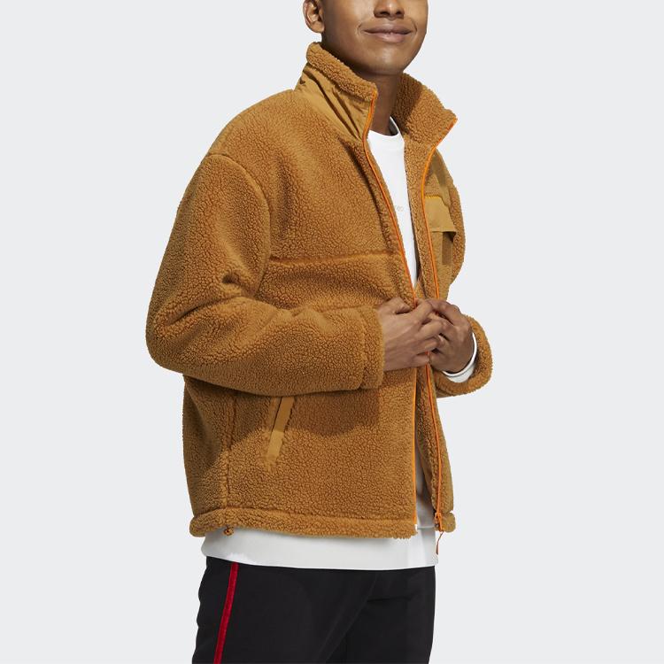 Adidas Neo Casual Stand Collar Windbreaker Jacket Men Outerwear Brown HG9028