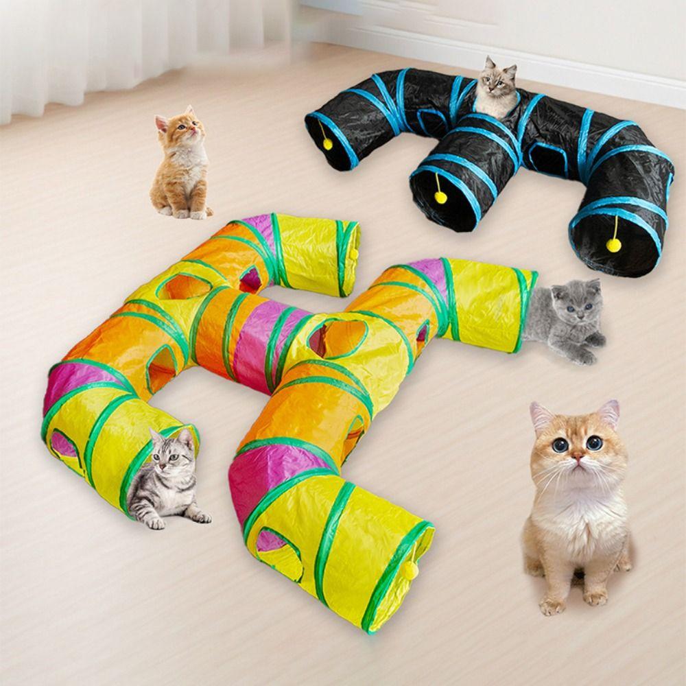 Polyester+Steel Wire Cat Tunnel Tube Foldable Cat Maze Tunnel Portable Pet Fun Play Toy Puppy
